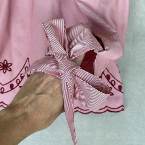 Yea Los Angeles Shirt Womens Small Red White Striped‎ Bows Boho Coquette Ruffles - Picture 4 of 8